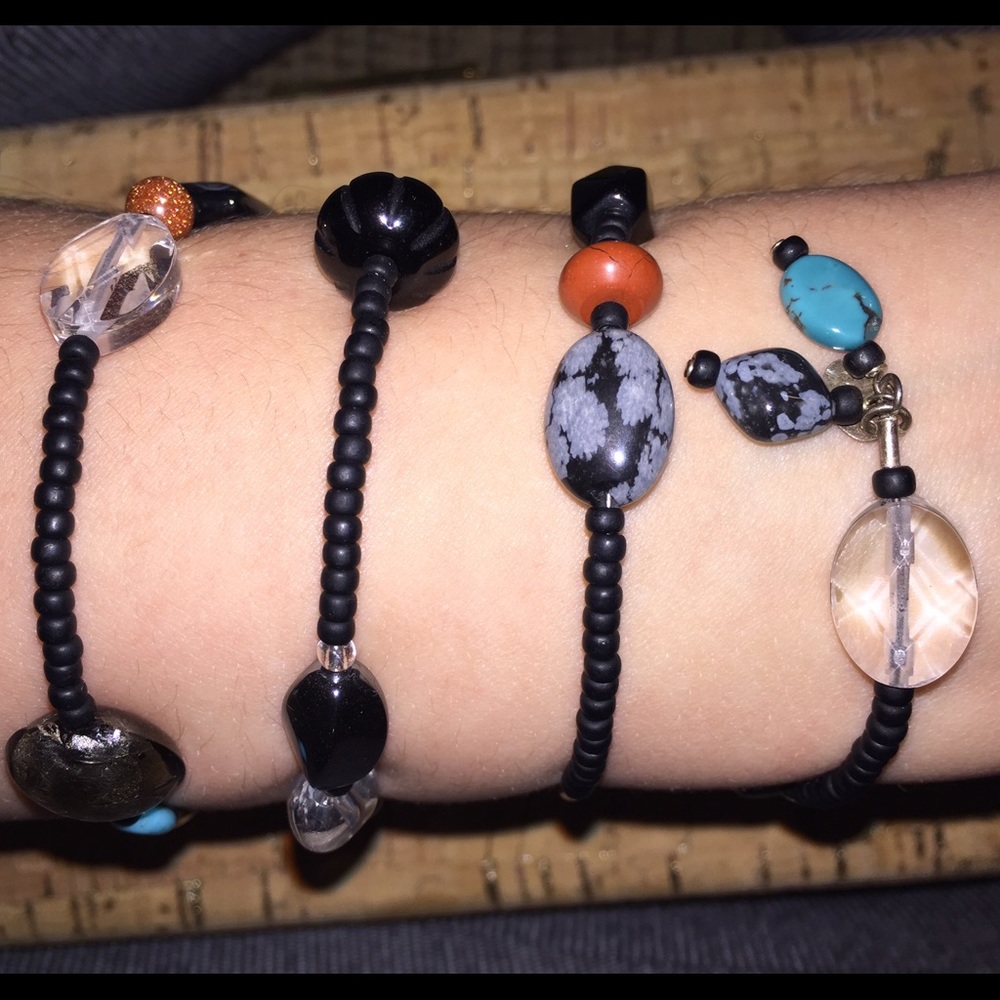 Beaded Boho Wire 4x Wrap Expandable Bracelet - image 2