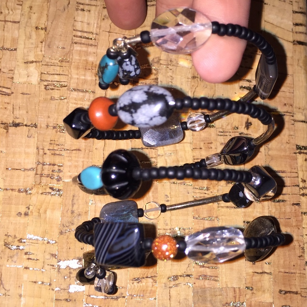 Beaded Boho Wire 4x Wrap Expandable Bracelet - image 3