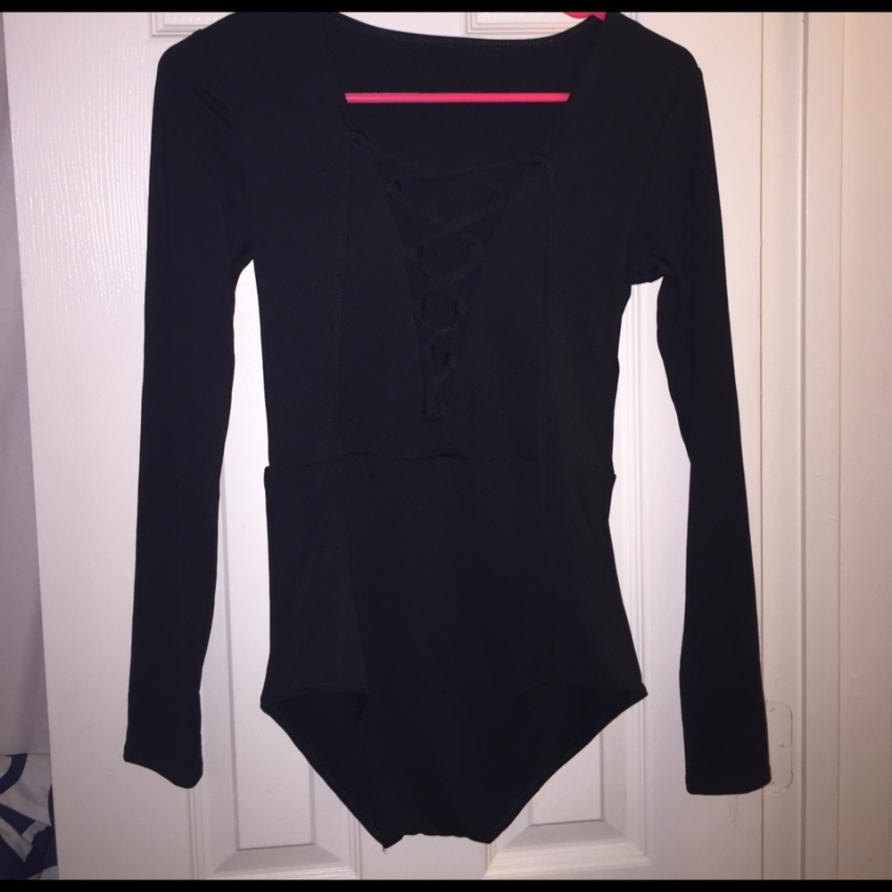 Lace up, long sleeve bodysuit
