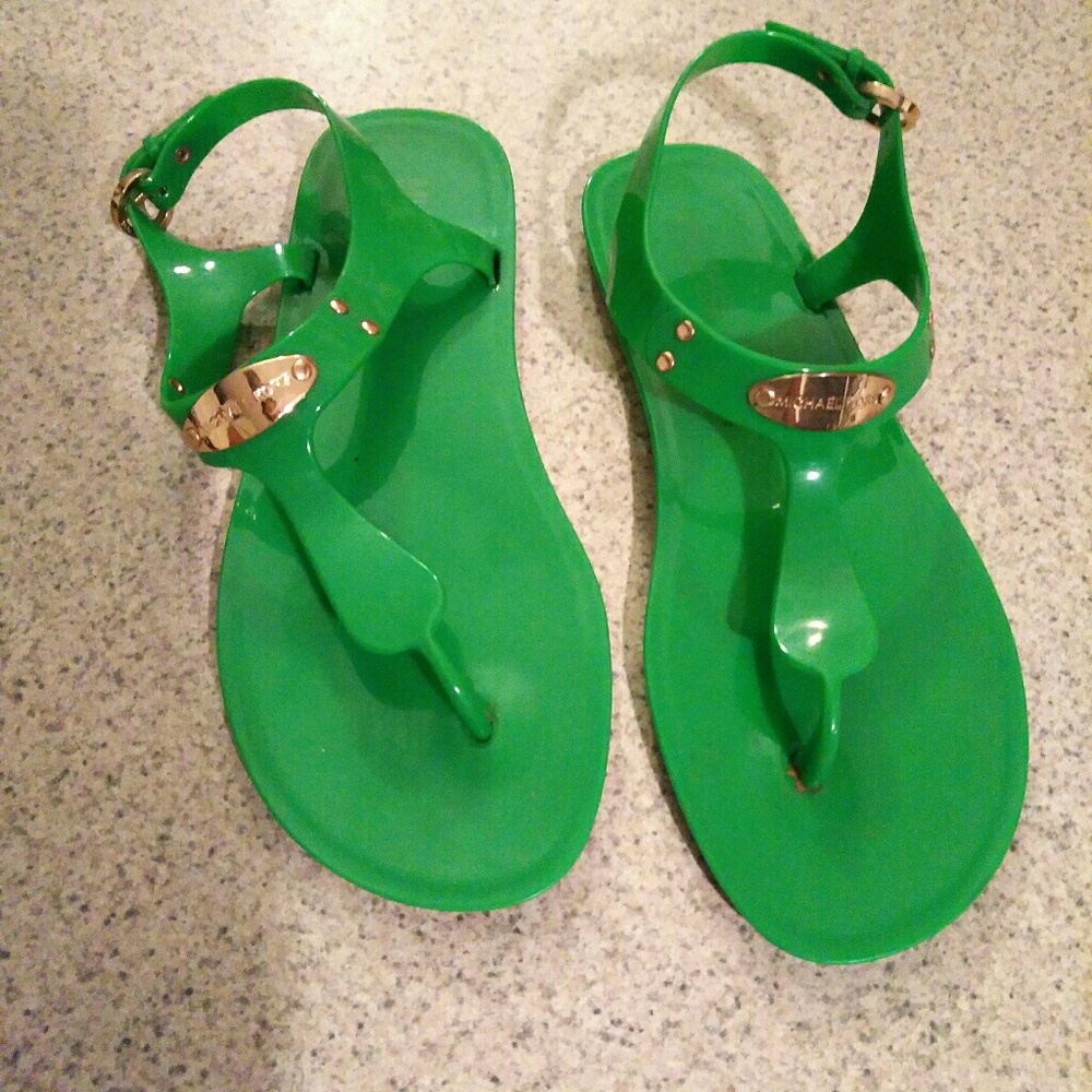 Green MK jelly sandals