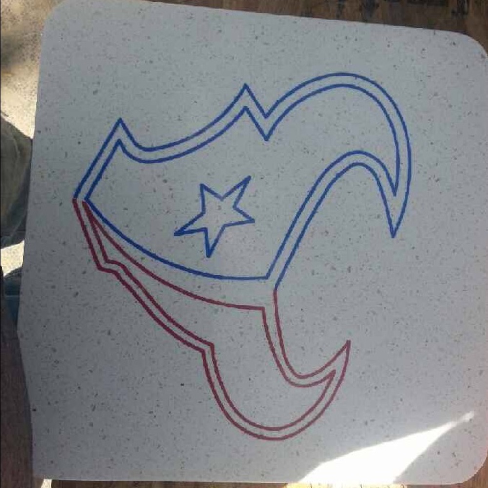Customized red & blue texans cutting board !