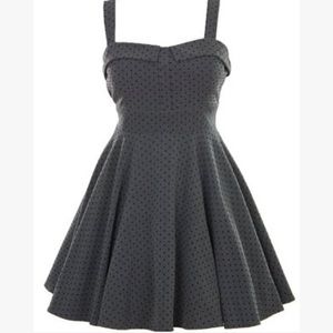 Retro Black and Grey Polka Dot Dress- Size S