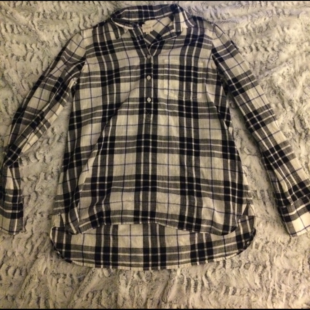 JCREW PLAID POPOVER BUTTON UP