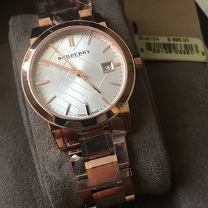 🆕NWT BURBERRY 18k Rose Gold Plated The City Watch