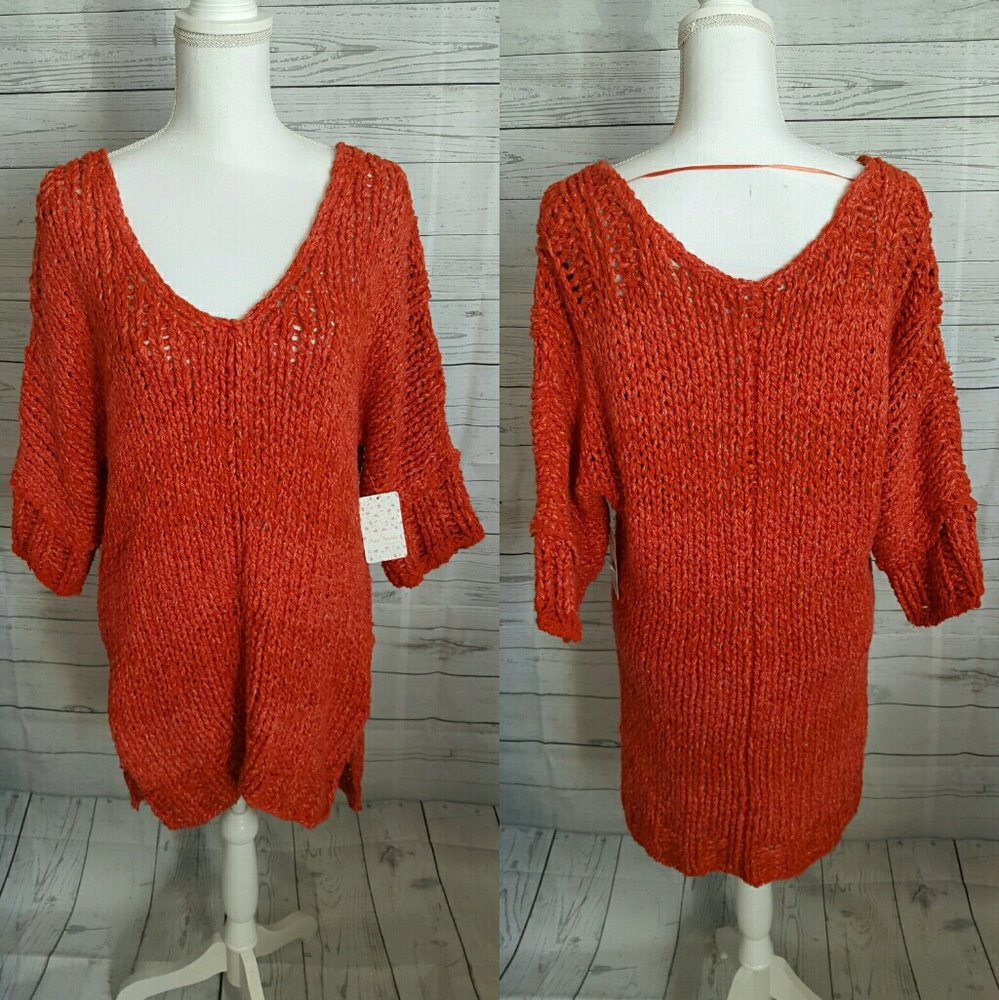 NWT Free People Georgia V Neck Sweater Size M