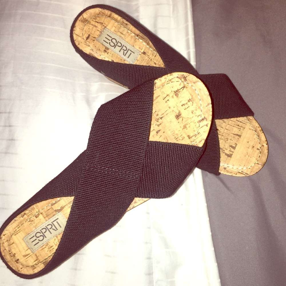 Black wedge sandals