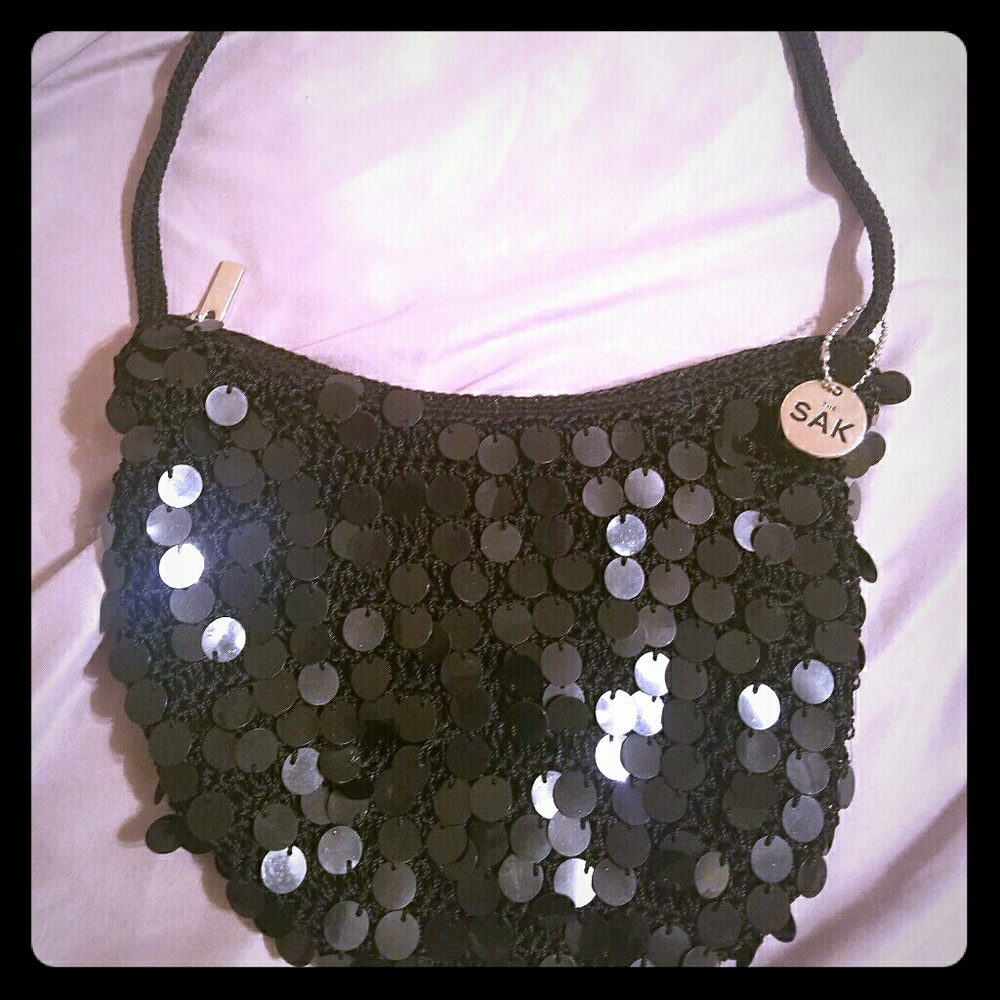 The Sak , black sequin  evening bag ,