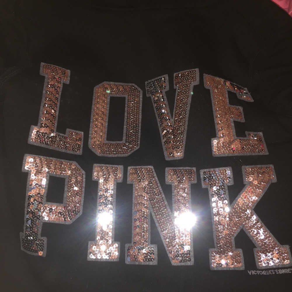 Victoria's Secret fluffy black sweat shirt.