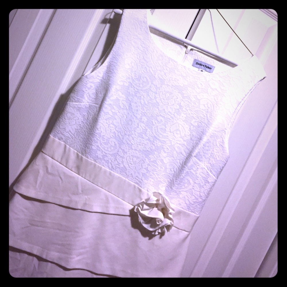 White lace and cream dress
