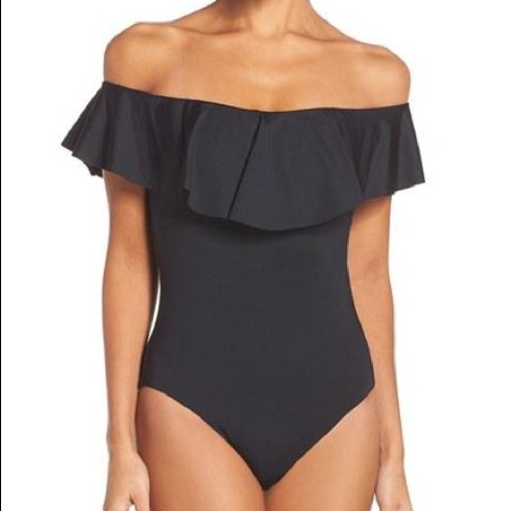 Trina Turk Off the Shoulder Black One Piece Suit - Picture 2 of 4
