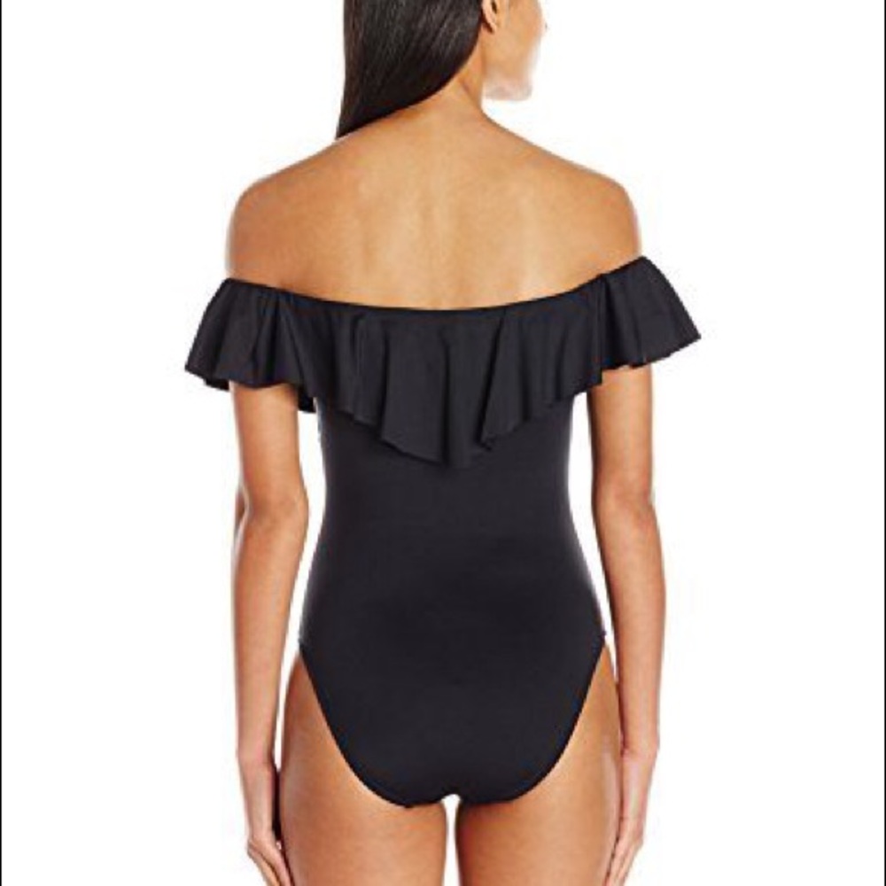 Trina Turk Off the Shoulder Black One Piece Suit - Picture 3 of 4