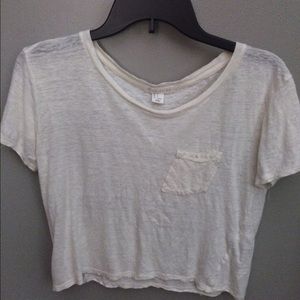 Cropped sheer white shirt