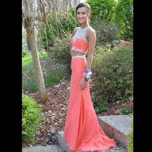 Coral mermaid two-piece dress