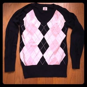 H&M preppy navy argyle sweater