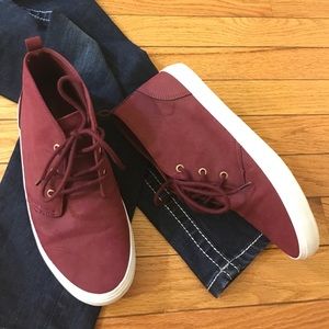 Maroon Faux Suede Sneakers