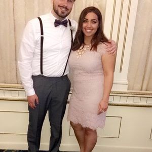 Pink lace dress fitted and short