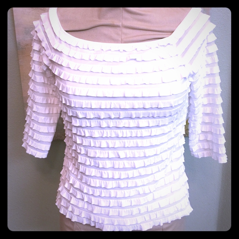 White ruffle shirt