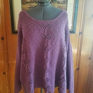 Denim 24/7 Light Plum Textured Crochet Sweater 3x