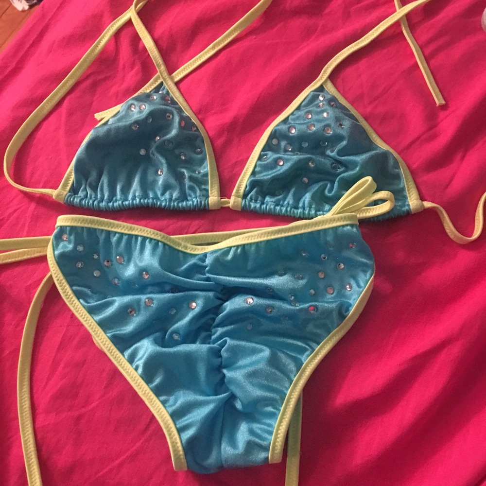 2 piece bikini with rhinestones