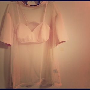 Peach mesh top with bralette 💕