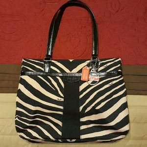 COACH Signature Stripe Zebra Print Tote bag
