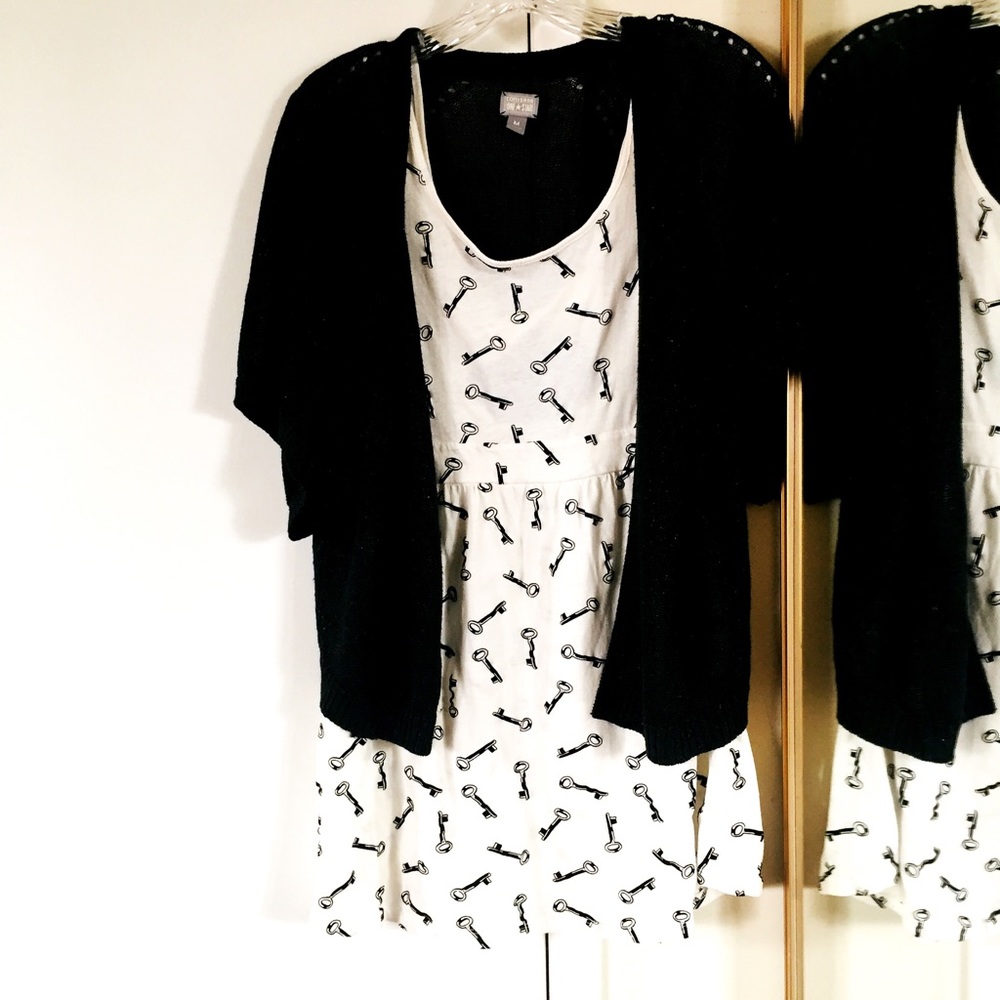 cute key dress + sparkly black shrug set
