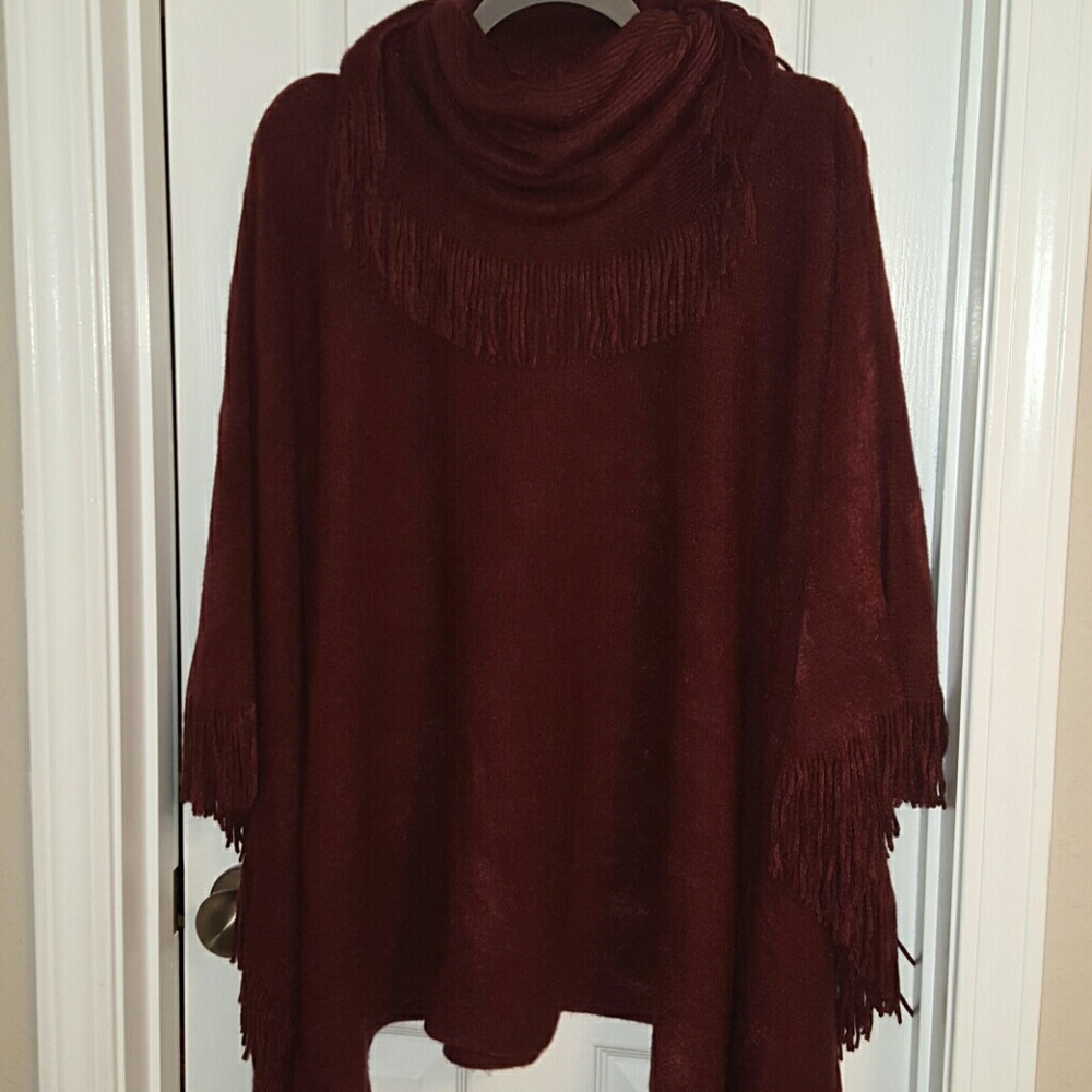 Burgundy poncho