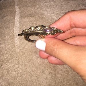 Lucky Brand feather gem adjustable ring