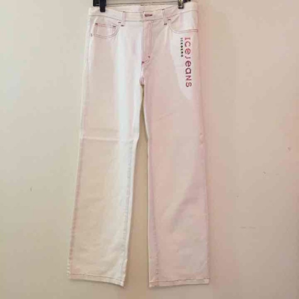 Iceberg white jeans with pink logo