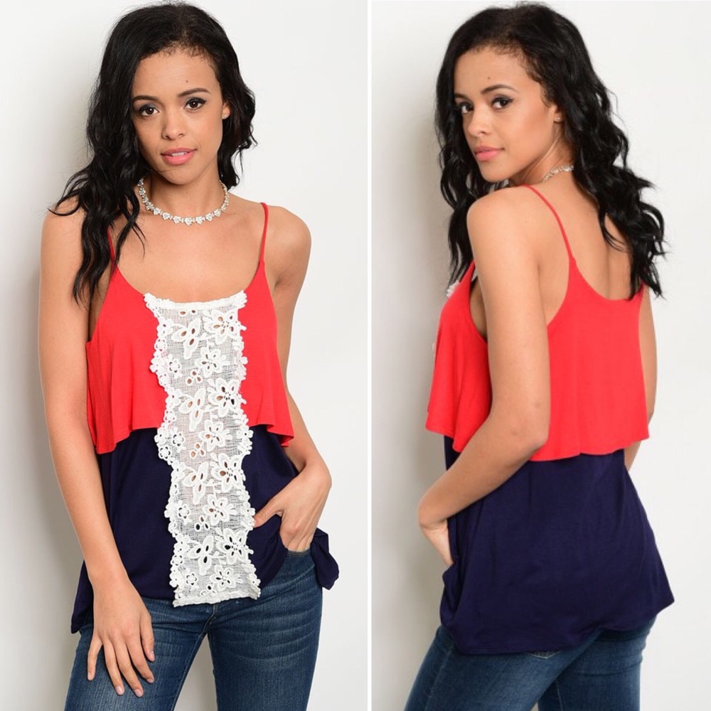 🌟SALE🌟 Red and Navy Layered Cami