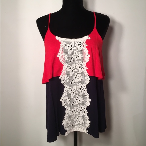 🌟SALE🌟 Red and Navy Layered Cami - Picture 3 of 4