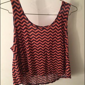 Coral and Navy zigzag tank top