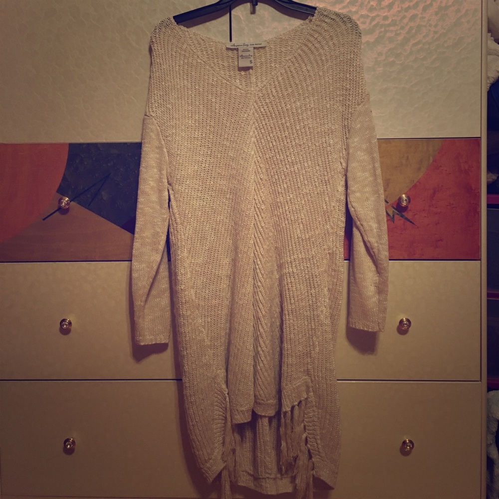 American rag sweater w fringes