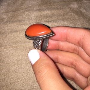 Lucky Brand orange teardrop ring