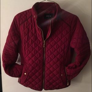 Wine Bomber Jacket with Quilted detail