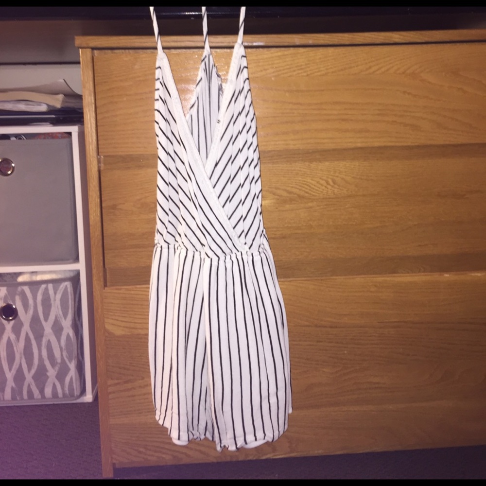 Black and white stripped romper