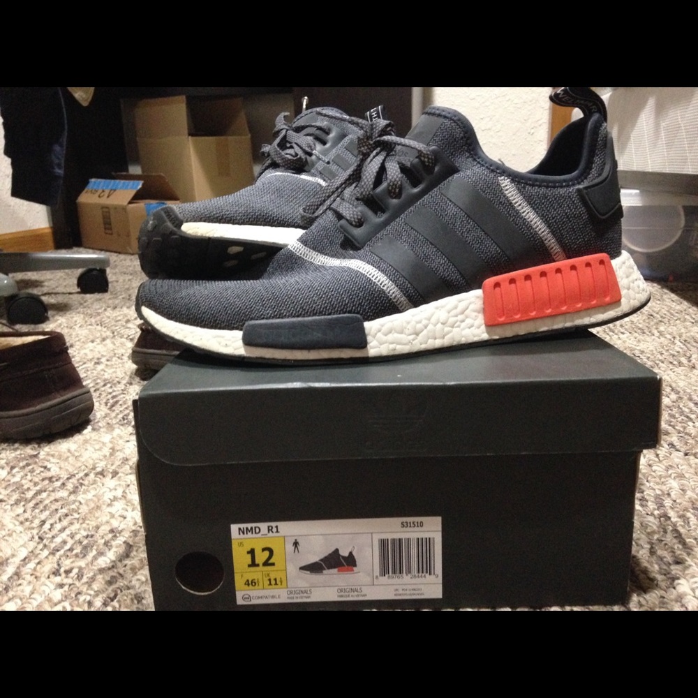Adidas NMD Solar Red, Grey Wool