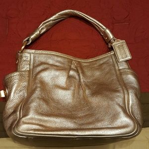 COACH Rose Gold Metallic Leather Bag