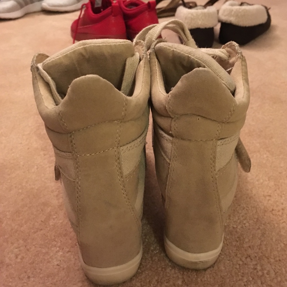 wedge sneakers, lace up and velcro strap size 7 - Picture 3 of 3