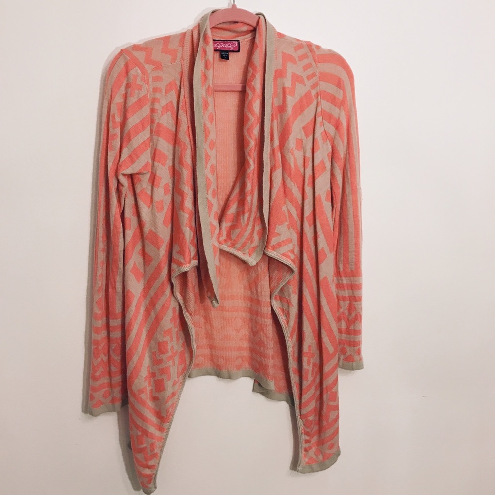 Aztec Pink and Tan Wrap Sweater