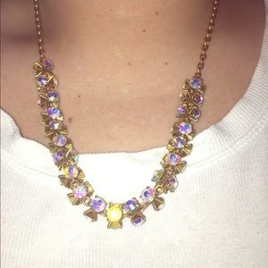 J. Crew Iradescent necklace with Gold chain.
