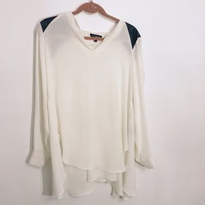 Ivory with Leather Detail High Low Tunic