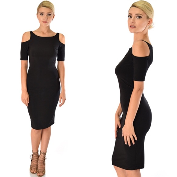 🚨Last One🚨 Open Shoulder Bodycon Midi Dress - Picture 2 of 3