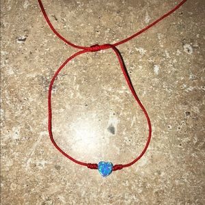 BN! Kabbalah Red String W Blue Heart Opal Bracelet