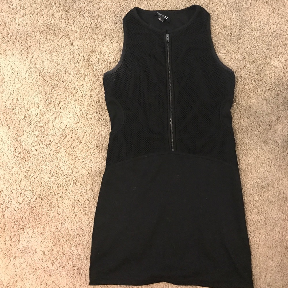 Mesh zippper bodycon mini dress