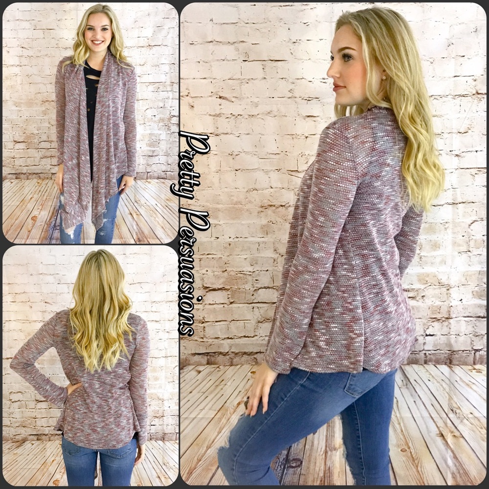NWT Open Front Draped Marled Knit Cardigan - Picture 2 of 3