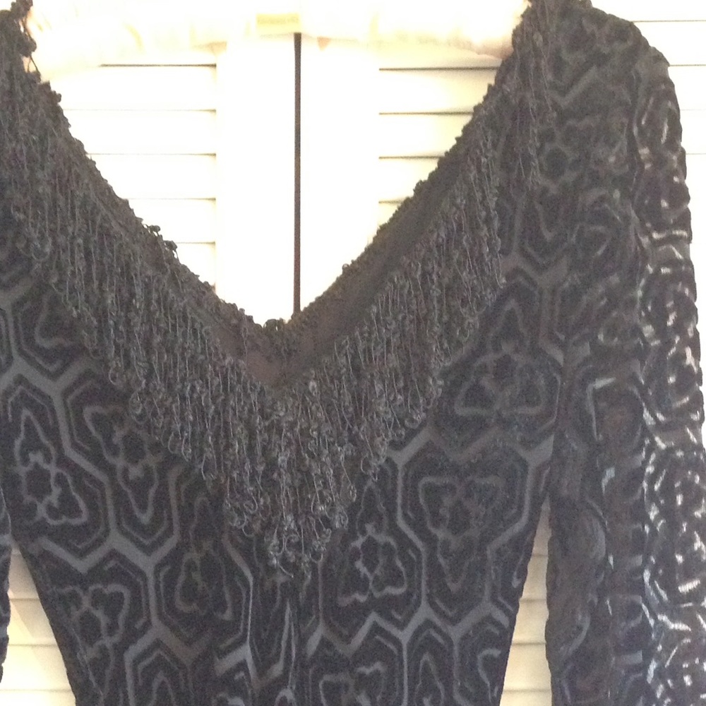 NWT Clayden Black Silk Cut-Velvet Bias-Cut Gown