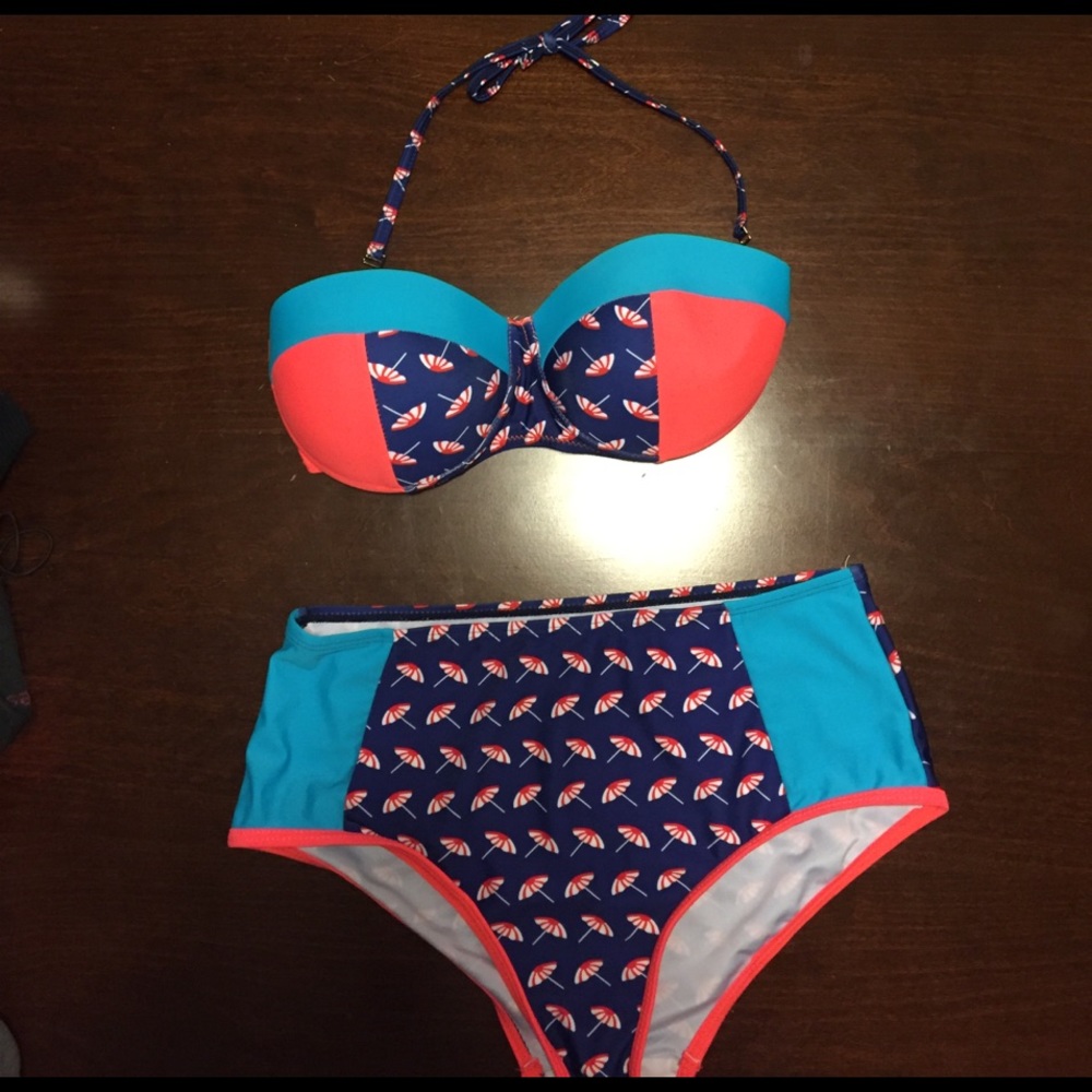 High Waisted Umbrella Two Piece Swim Suit‼️