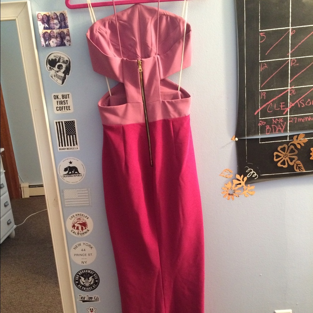 PINK STRAPLESS CUTOUT PROM DRESS - Picture 5 of 5