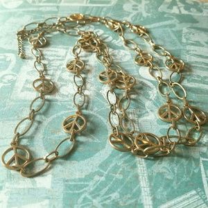 Gold Peace Sign Necklace